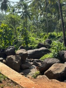 Natural rock arrangement near small water stream