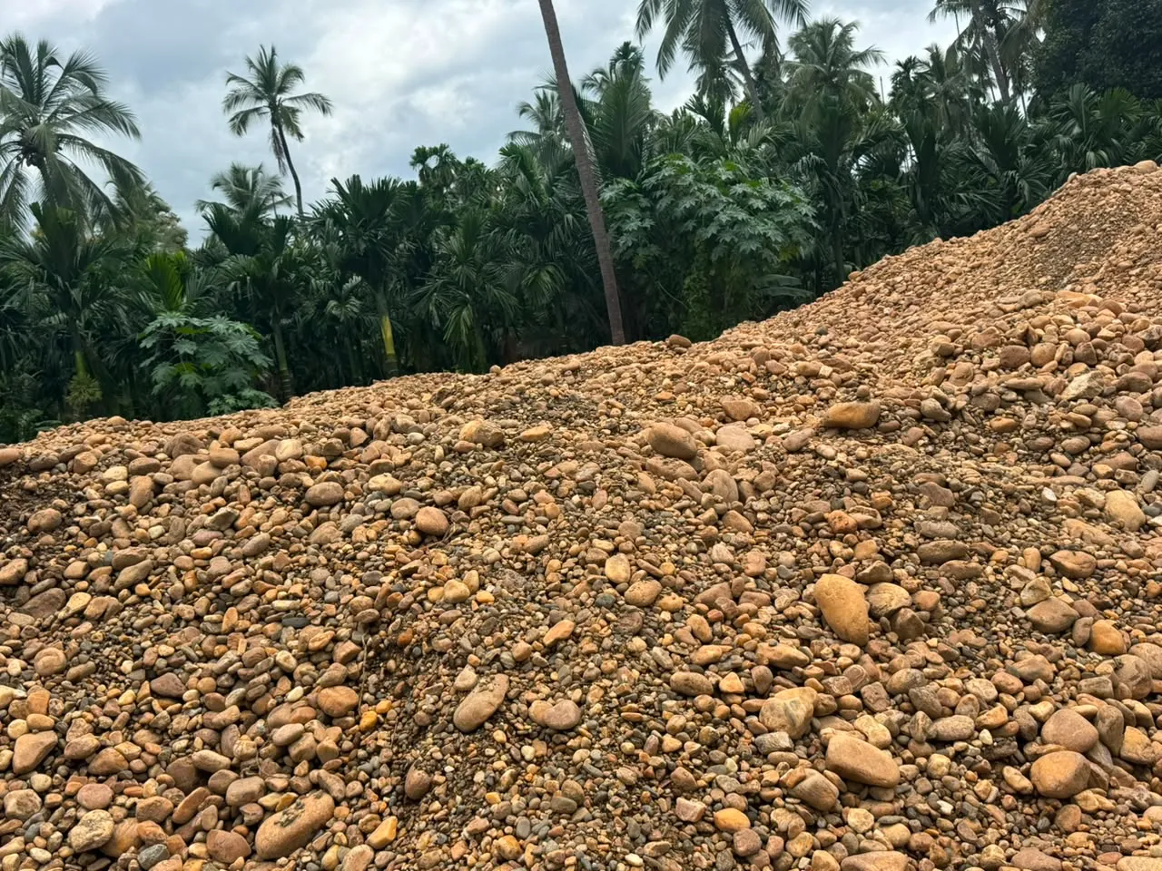Stockpile of river rocks