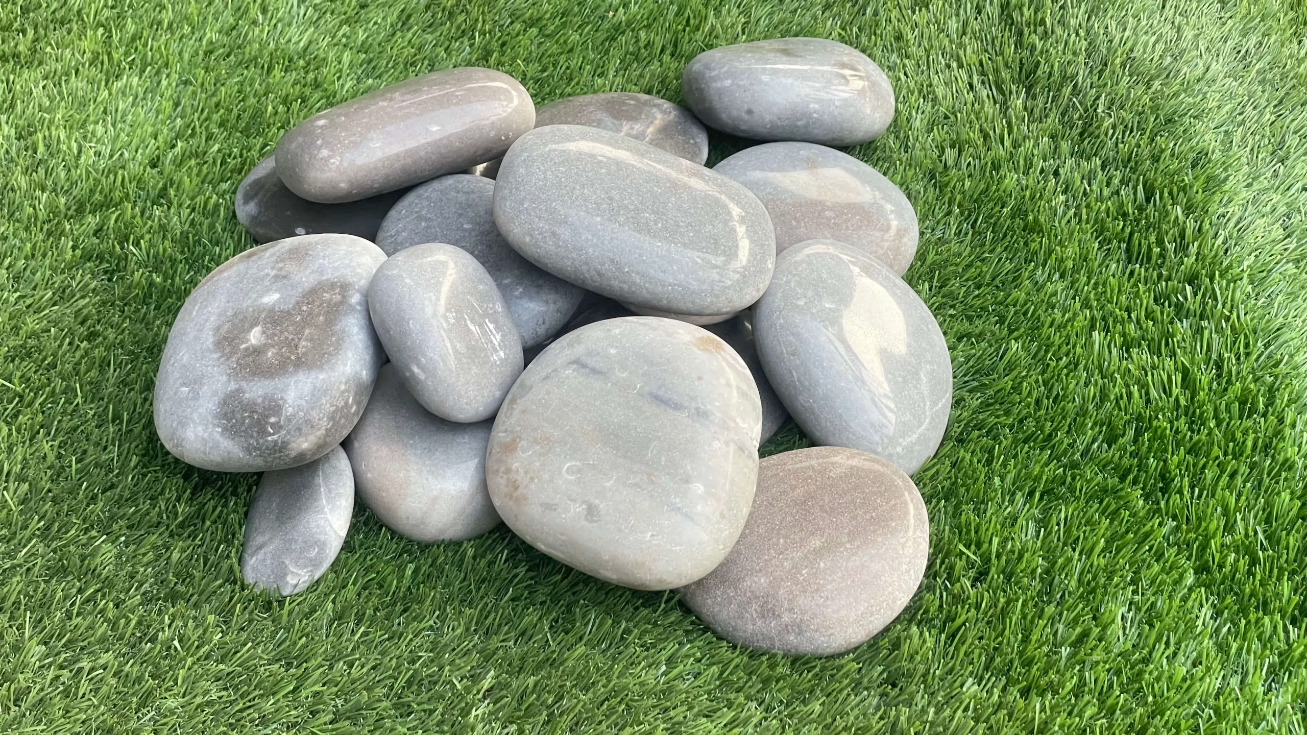 Smooth natural river pebbles